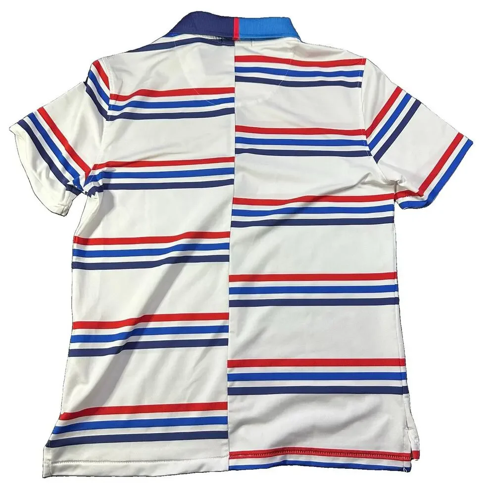 G/FORE Women's Offset Stripe Golf Polo Shirt Size Small S Tech Jersey White Red